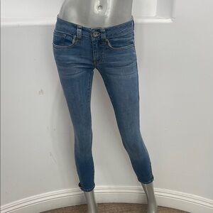 Slim Low-Rise Blue Skinny Jeans Medium Wash Crooped